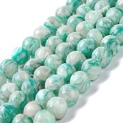 Selenit krystal perler. Changerende turkis nuancer. 8 mm.